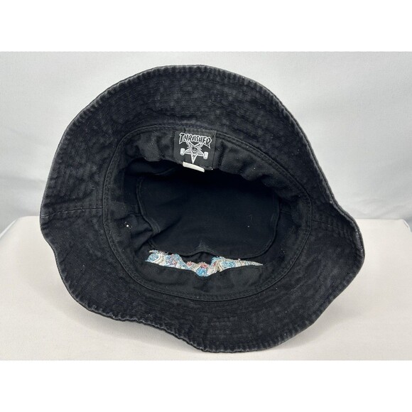 Thrasher Magazine Bucket Hat Embroidered Black Skater Egyptian Hieroglyphic S/M - Picture 9 of 12